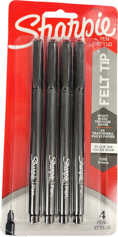 SHARPIE PEN BLK 4CT FINE