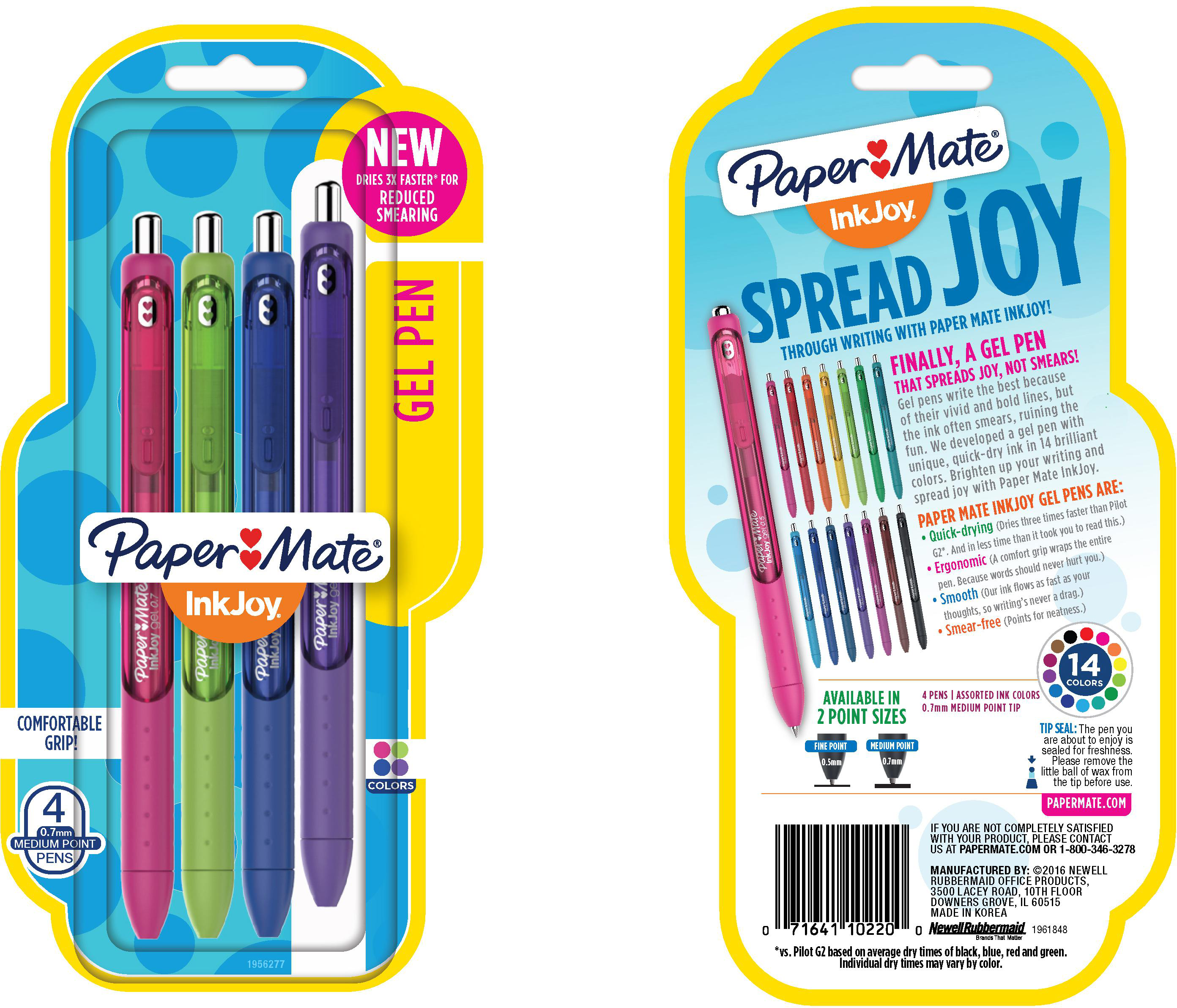 GEL PM INKJOY .7MM 4CD FASHION