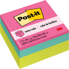 POST-IT CUBE 3X3 400SH BRIGHTS