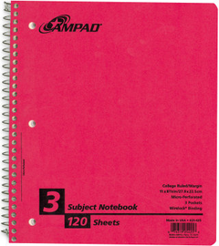 NOTEBOOK 3 SUB 11X8 120 SH 6 PKT