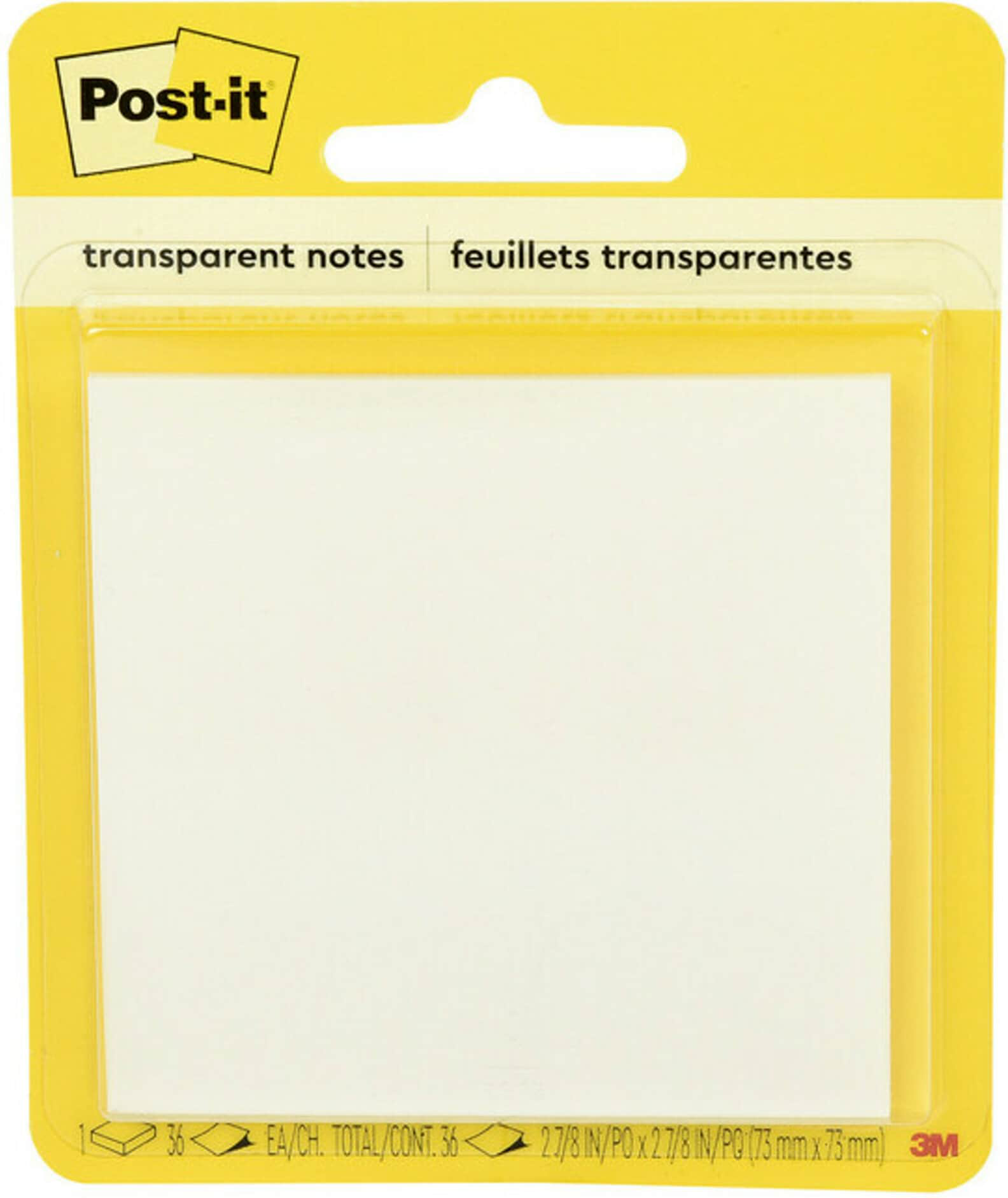 Post-it Transparent Notes  Clear  2.8 in. x 2 .8 in.  36 Sheets  1 Pad