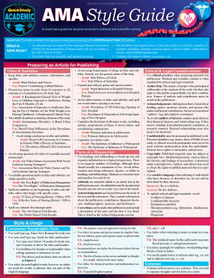 AMA Style Guide for Science & Medical Writing : Quickstudy Laminated Reference Guide, by Kyra Sheahan