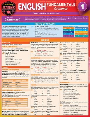 English Fundamentals 1 - Grammar : Quickstudy Language Arts Laminated Reference & Study Guide, by Rachel Berg Scherer